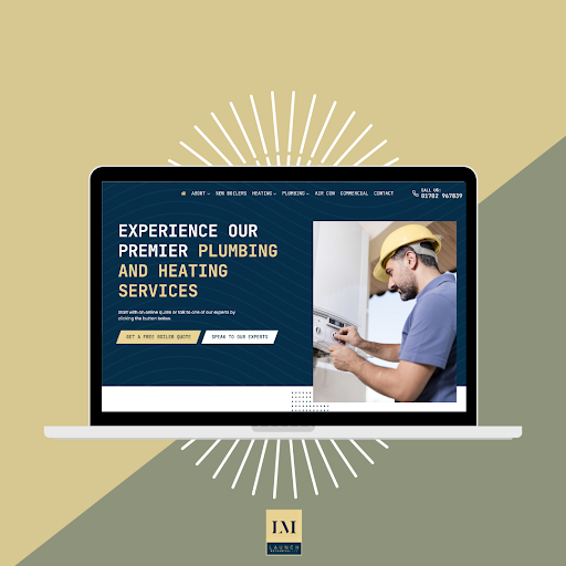 infographic of a laptop with launch mechanical's homepage